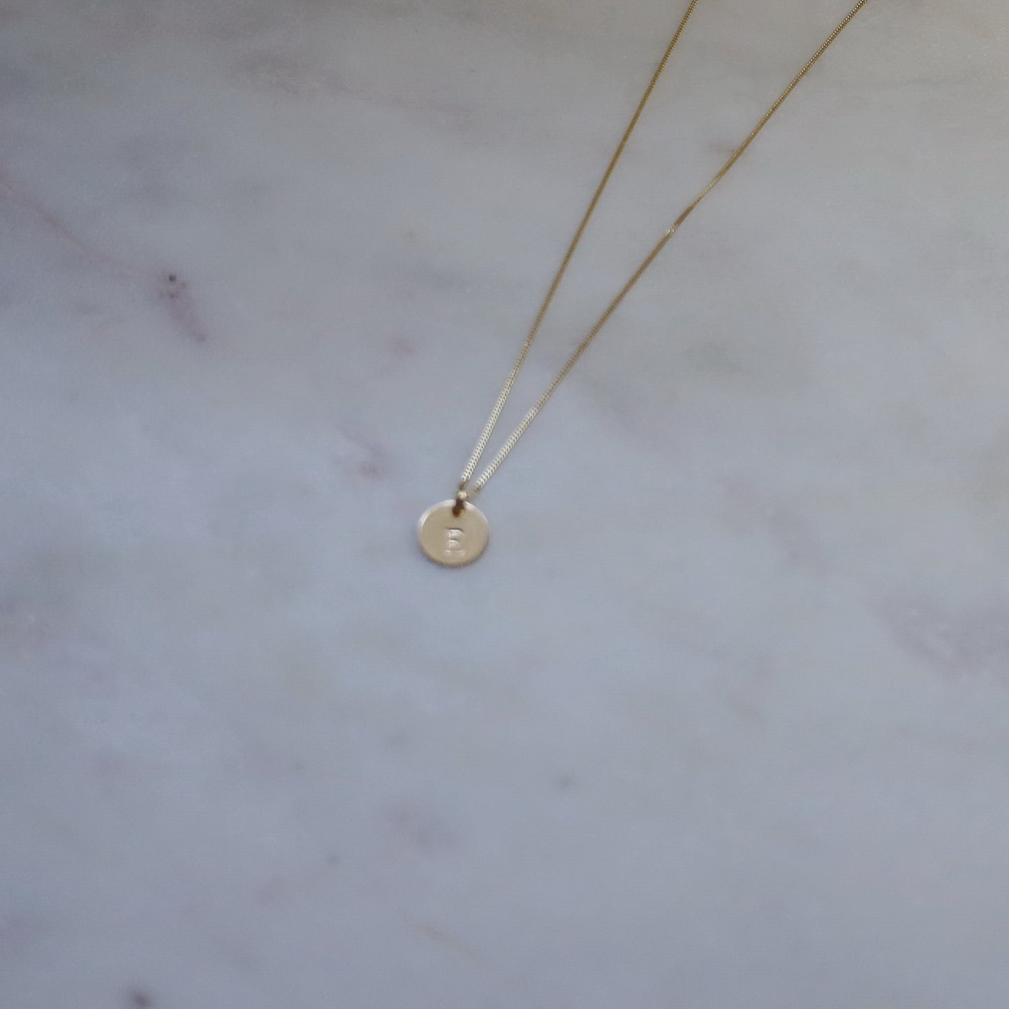 14K Solid Gold 9mm Initial Disc Necklace • B323