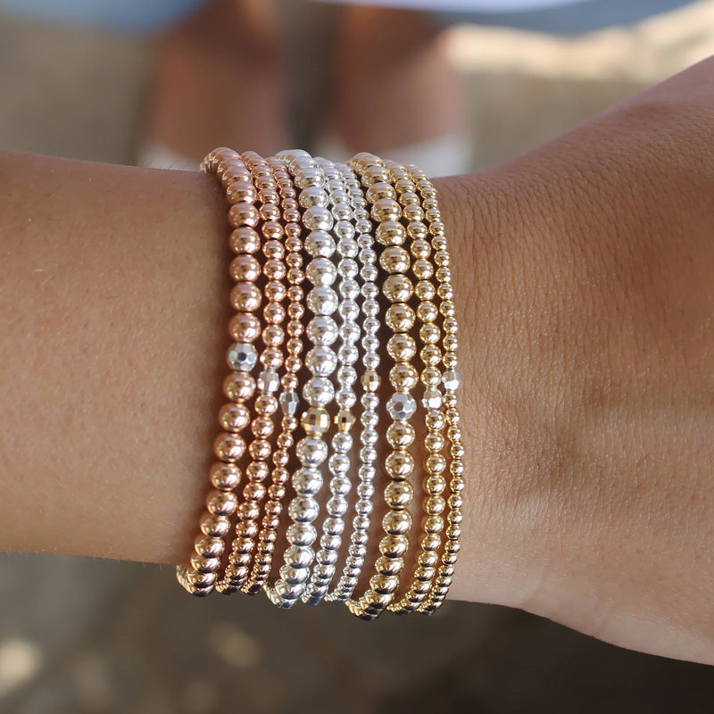 Single Diamond Cut Beaded Bracelet • B017