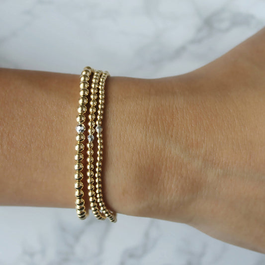 Gold Diamond Cut Beaded Bracelet • B017