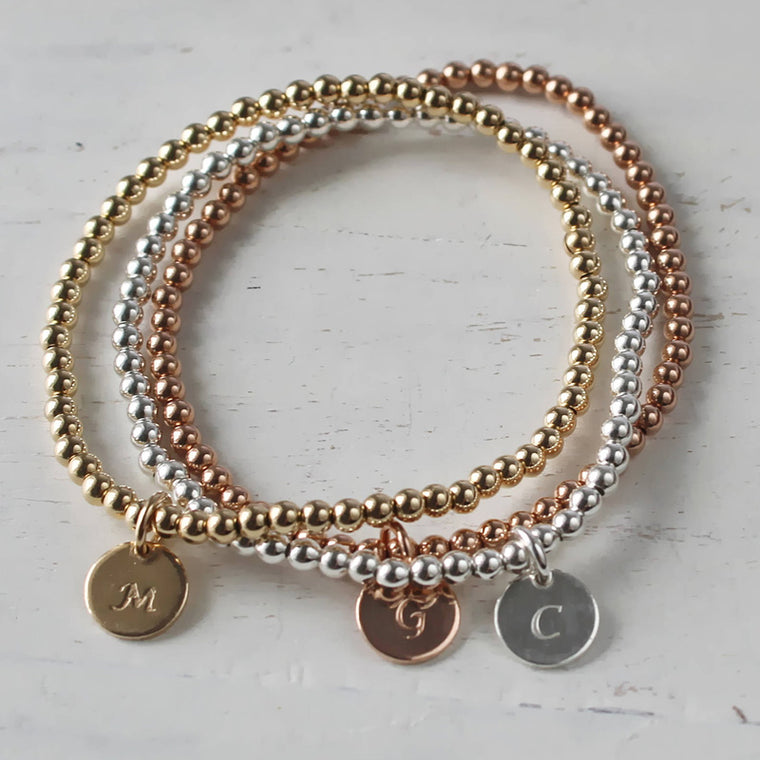 3mm Beaded Initial Bracelet • B021