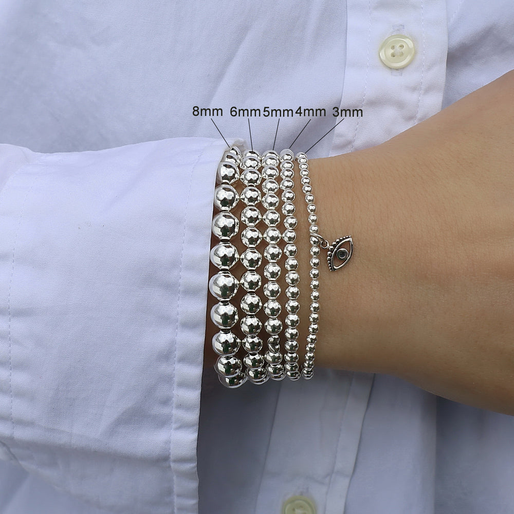 Sterling Silver Evil Eye Charm Bracelet Set • B056