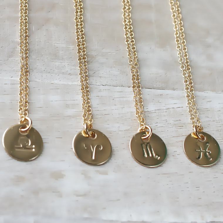 Personalized Zodiac Disc Necklace • B101