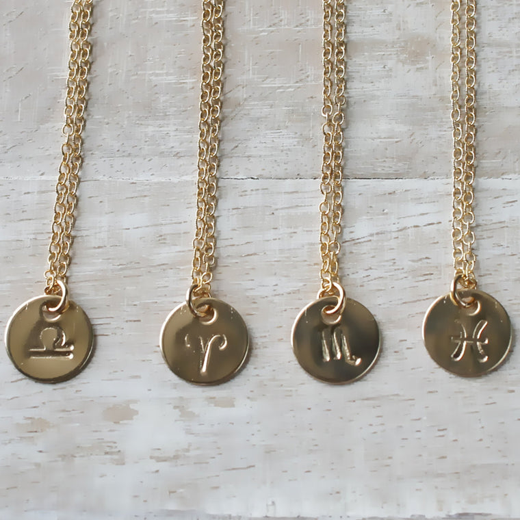 Personalized Zodiac Disc Necklace • B101