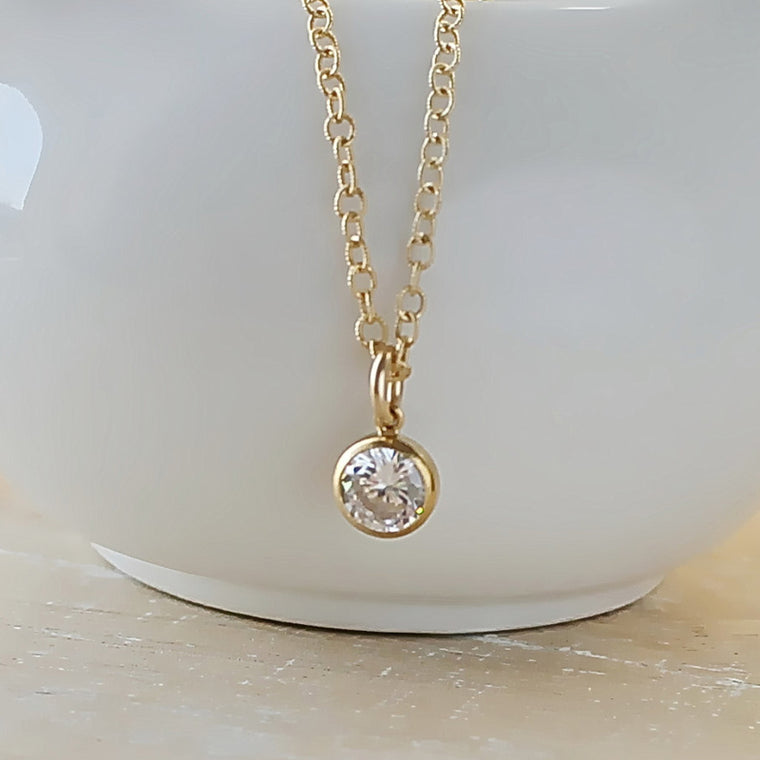 Cubic Zirconia Solitaire Necklace • B107