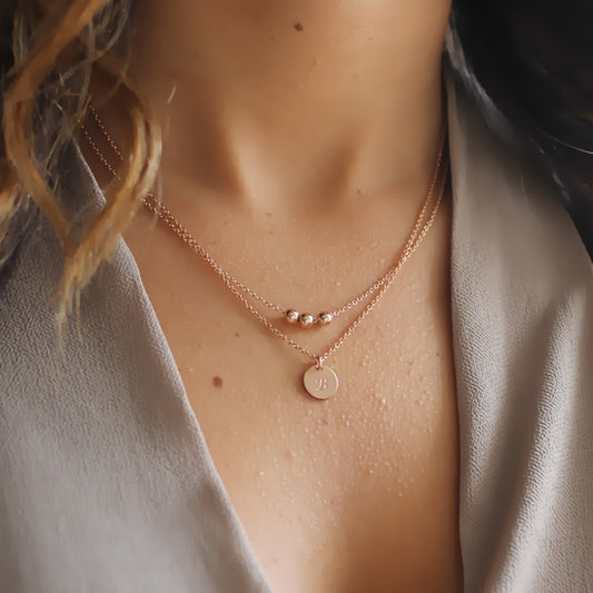 Bead Initial Layered Necklace Set • B117