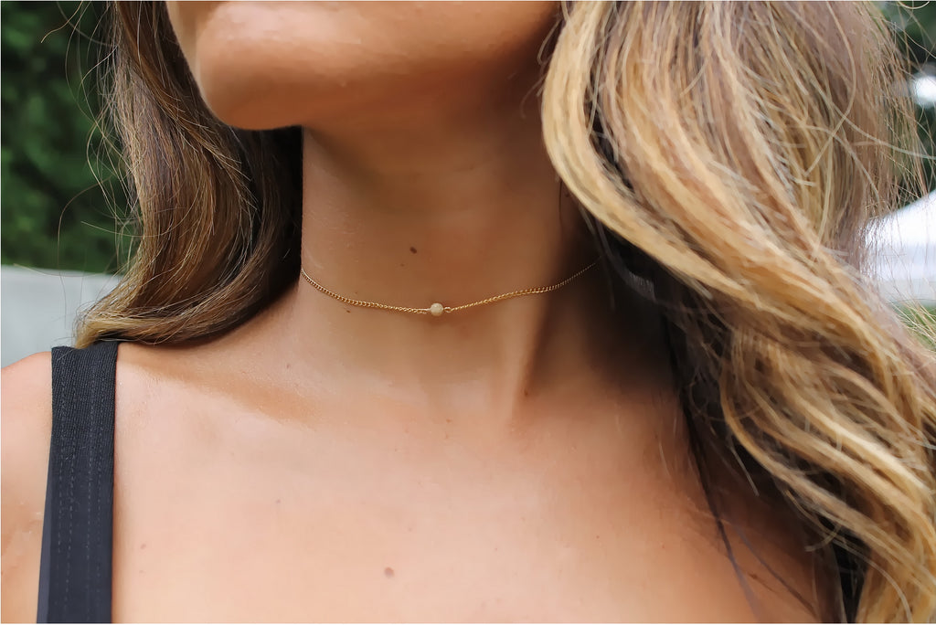 14K Gold Filled Single Bead Choker • B140