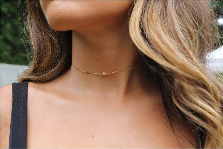 14K Gold Filled Single Bead Choker • B140