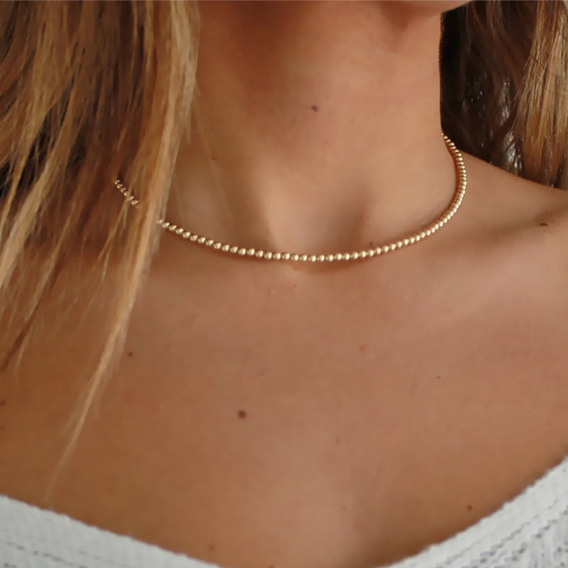 Dainty Gold Beaded Necklace