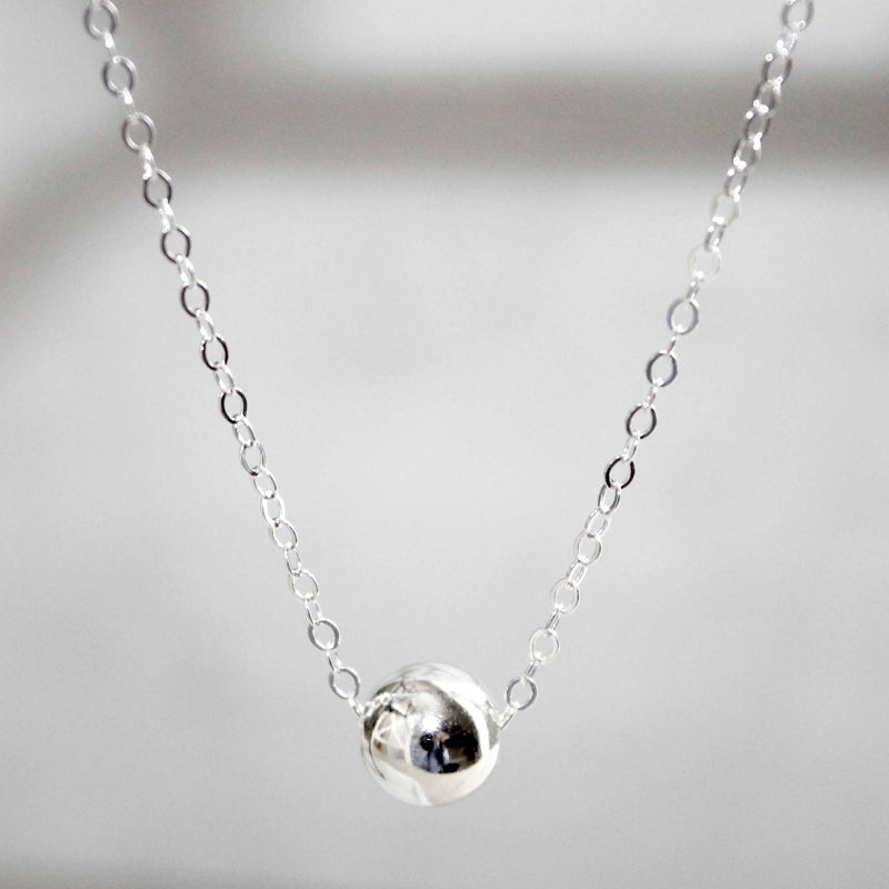 Single Silver Bead Dot Necklace • B198