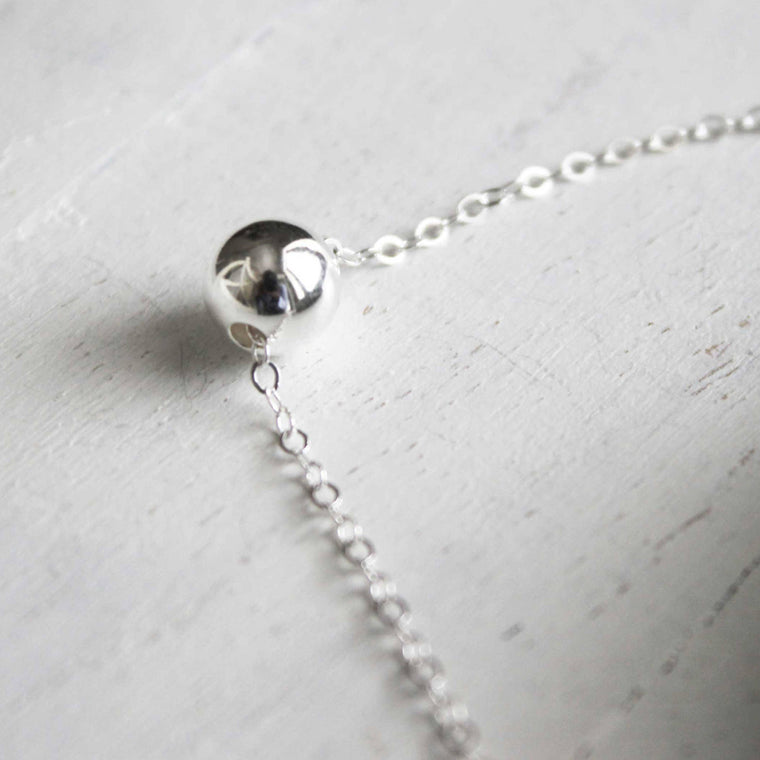 Single Silver Bead Dot Necklace • B198