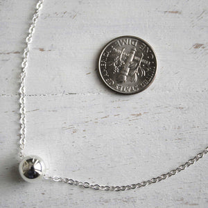 Single Silver Bead Dot Necklace • B198
