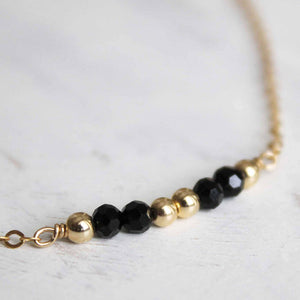 Gold and Black Beads Nugget Necklace • B215