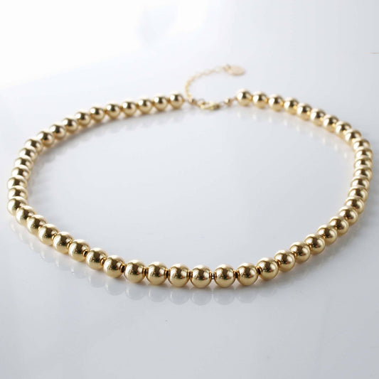 Gold 8mm Beaded Necklace
