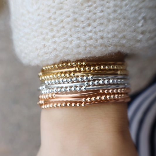 Silver 3mm Tube Beaded Bracelet • B243