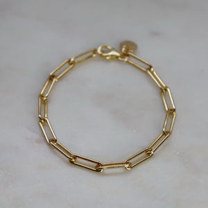 14K Gold Filled or Sterling Silver Paperclip Chain Bracelet • B329