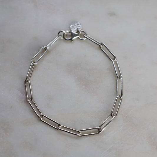 Silver Paperclip Chain Bracelet