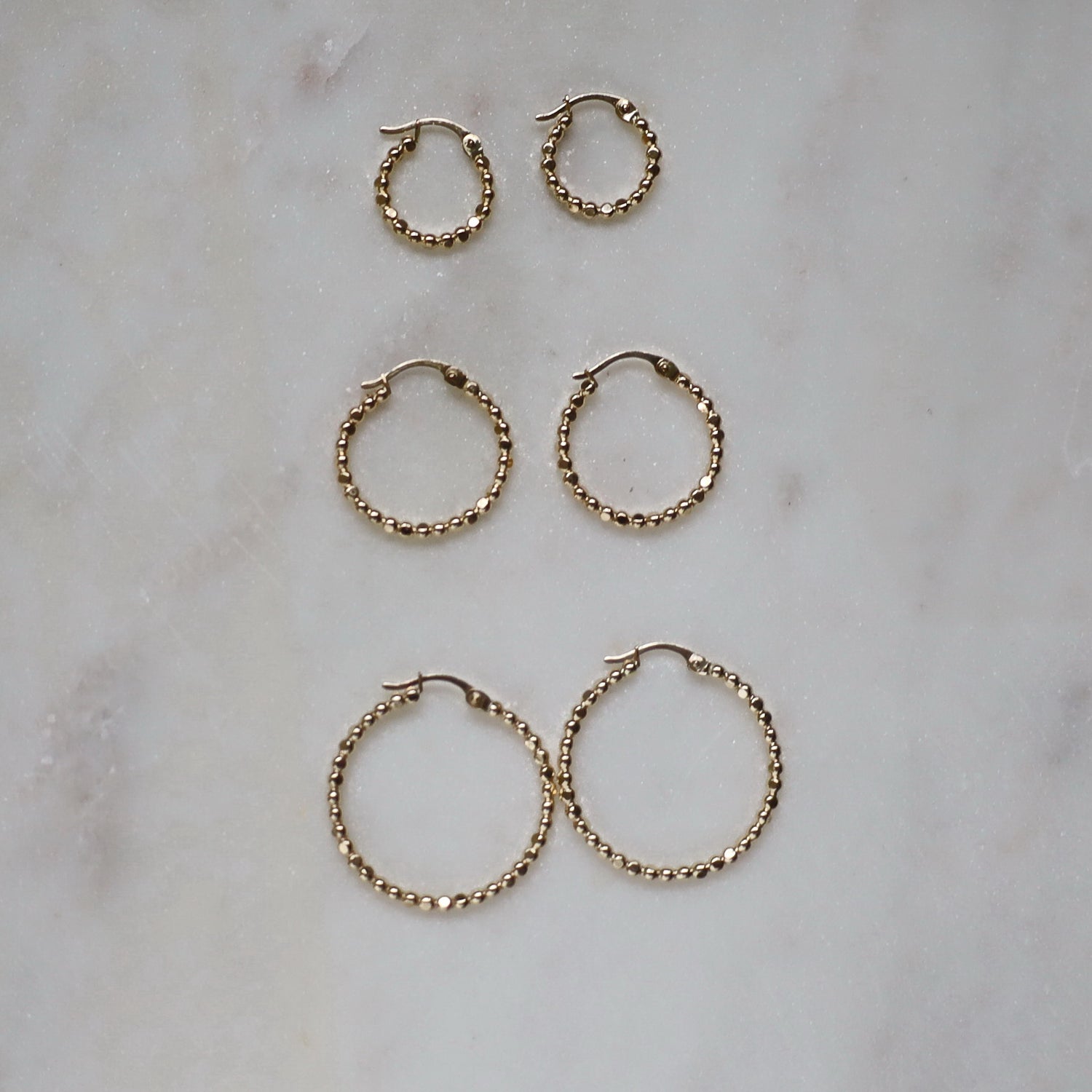 14K Gold Filled Beaded Hoop Earrings • B321