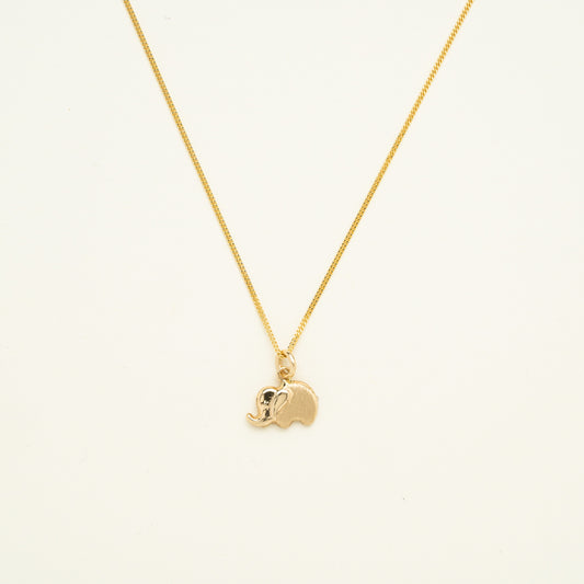14K Solid Tiny Elephant Charm Necklace