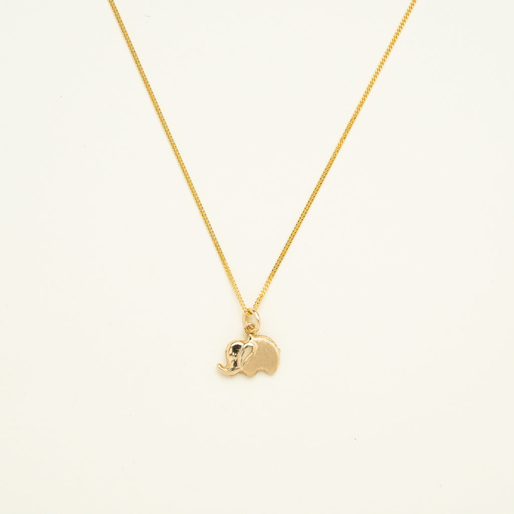 14K Solid Tiny Elephant Charm Necklace • B307