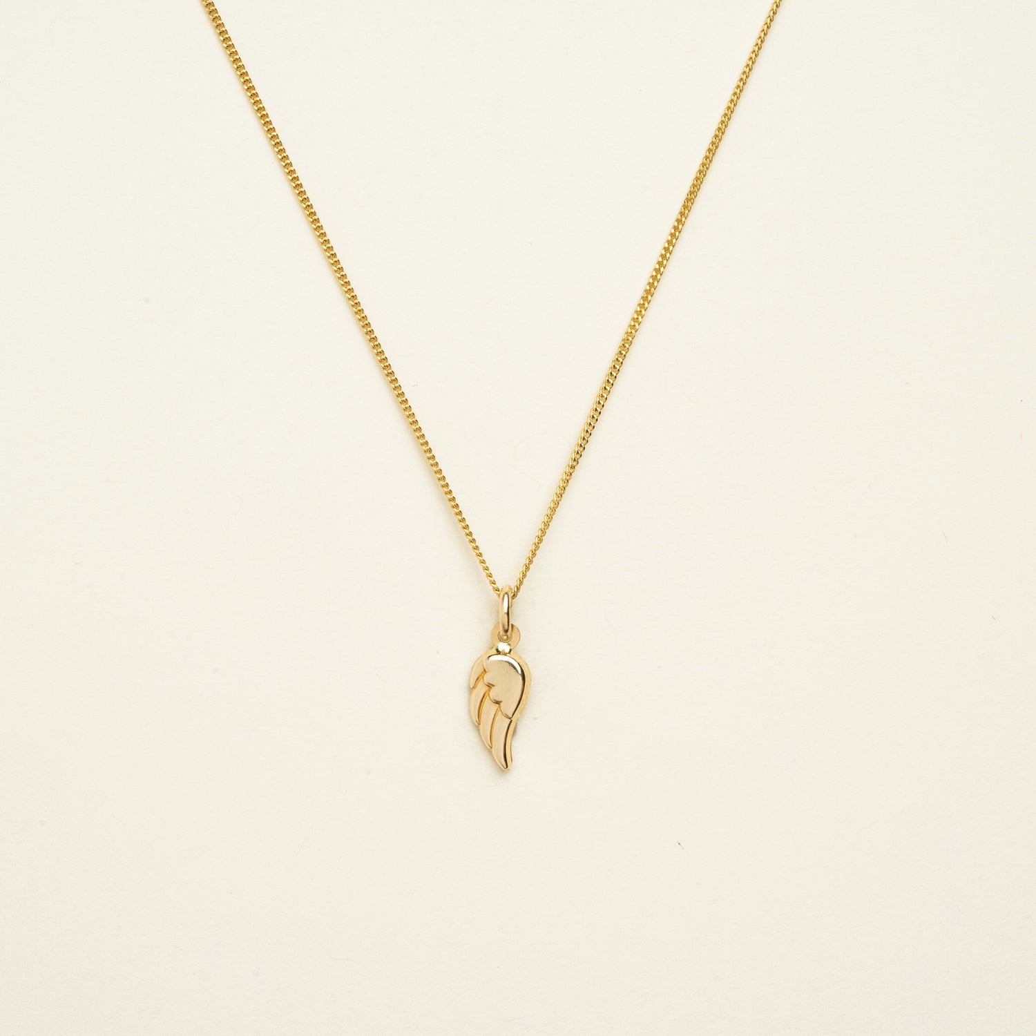 14K Solid Gold Angel Wing Charm Necklace • B306