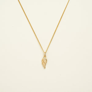 14K Solid Gold Angel Wing Charm Necklace • B306