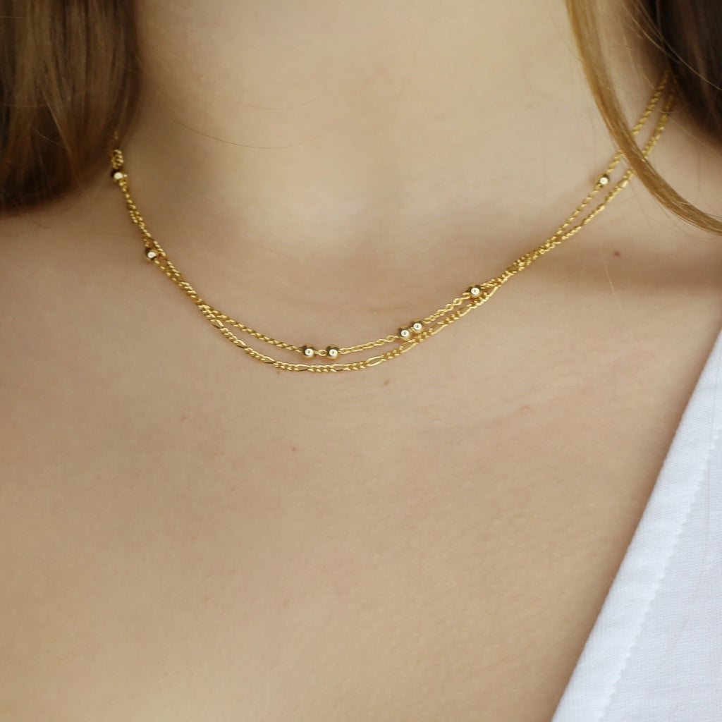 Dainty Gold Double Chain Necklace • B301