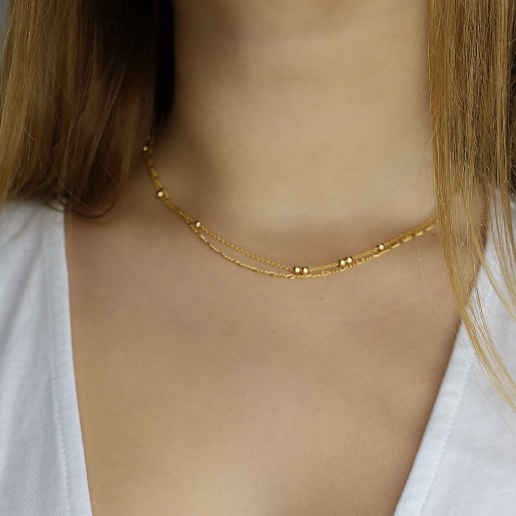 Dainty Gold Double Chain Necklace • B301