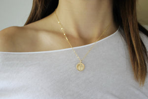 Gold Virgin Mary Religious Necklace • B281