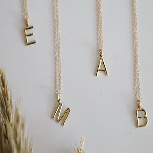 14K Solid Gold Initial Necklace • B297