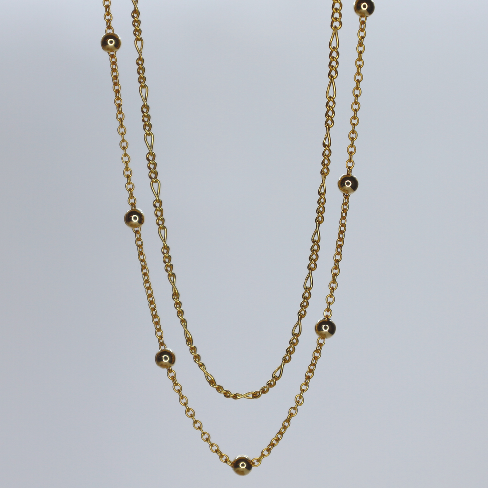 Dainty Gold Double Chain Necklace • B301