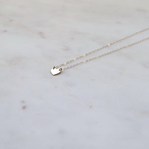 14K Solid Gold Initial on Heart Pendant Necklace • B325