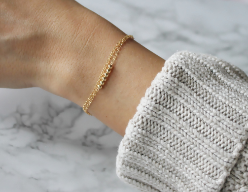 Dainty Gold Beaded Bracelet • B252