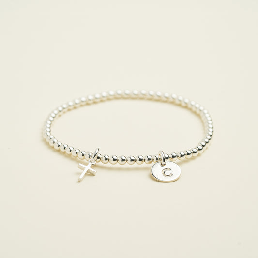 Gold Cross Charm Beaded Bracelet • B314