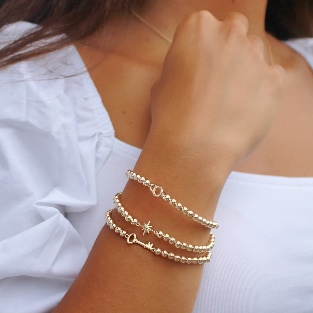14K Solid Gold Star Bracelet • B283