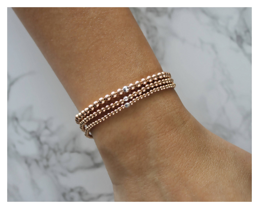 Rose Gold Diamond Cut Beaded Bracelet • B017