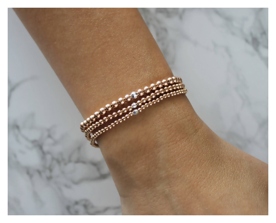 Single Diamond Cut Beaded Bracelet • B017