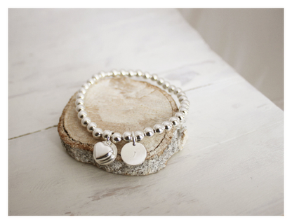 Silver Personalized Heart Beaded Bracelet • B025