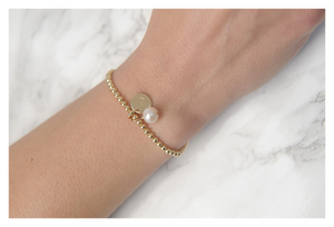 Gold Beaded Pearl Bracelet • B043
