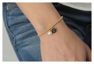 Gold Beaded Pearl Bracelet • B043