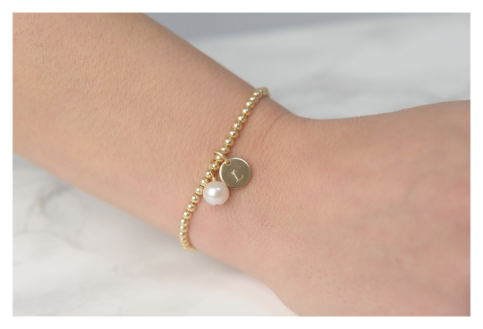 Gold Beaded Pearl Bracelet • B043