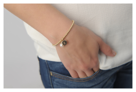 Gold Beaded Pearl Bracelet • B043