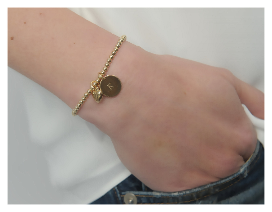 Gold Heart Initial Bracelet