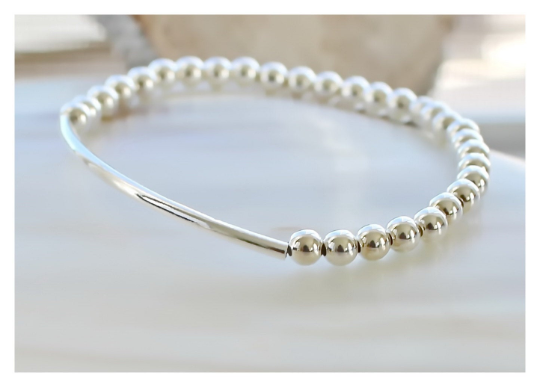 Silver Beaded Tube Bracelet