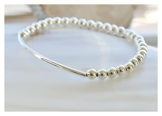 Silver Tube Beaded Bracelet • B061