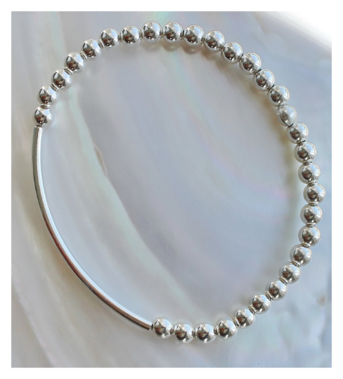 Silver Tube Beaded Bracelet • B061