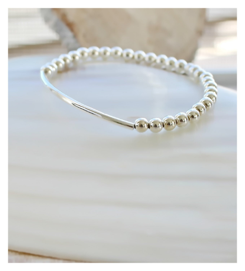 Silver Tube Beaded Bracelet • B061