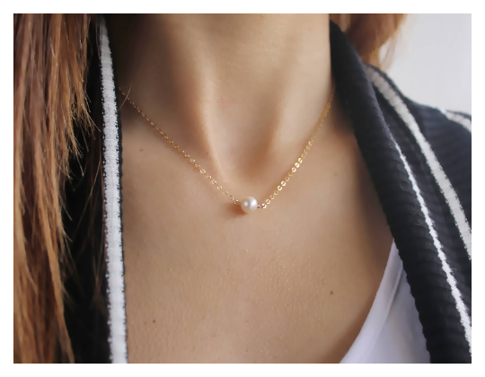 Gold Pearl Solitaire Necklace • B183