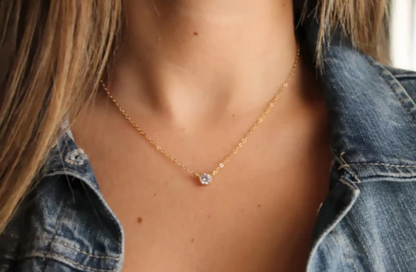 Cubic Zirconia Solitaire Necklace • B237