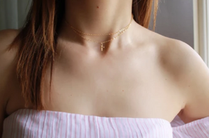 Gold Cross Double Choker Necklace • B238