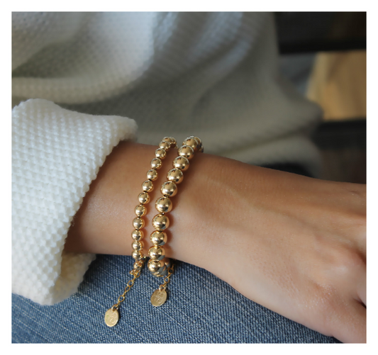 6mm and 8mm Gold Beaded Bracelet